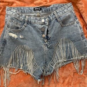 Western fringe shorts